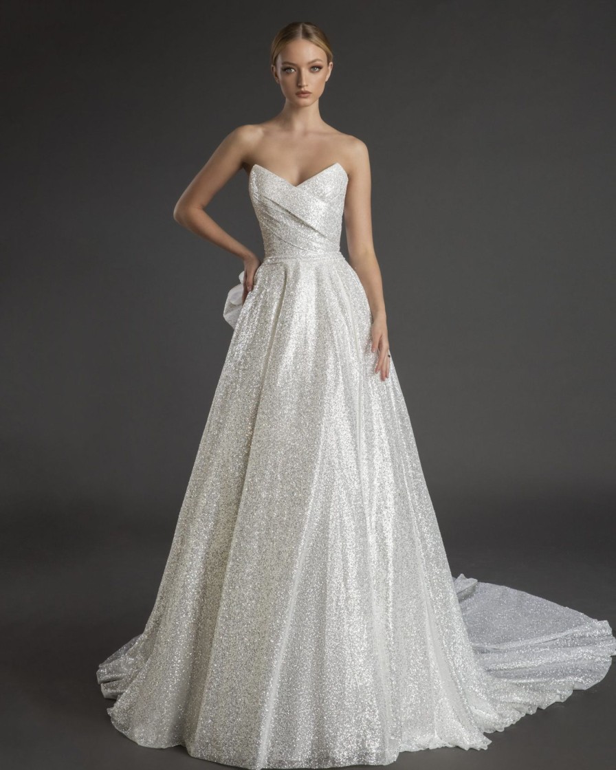 Dresses Kleinfeld Bridal Kleinfeld Exclusives | Strapless Sparkle A-Line Wedding Dress